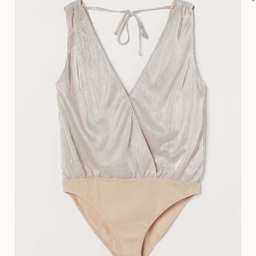 H&M Silver Pleated Bodysuit